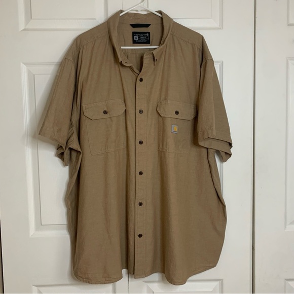 Carhartt Men’s Loose Fit Khaki Button Down Size 4XL - Picture 1 of 5